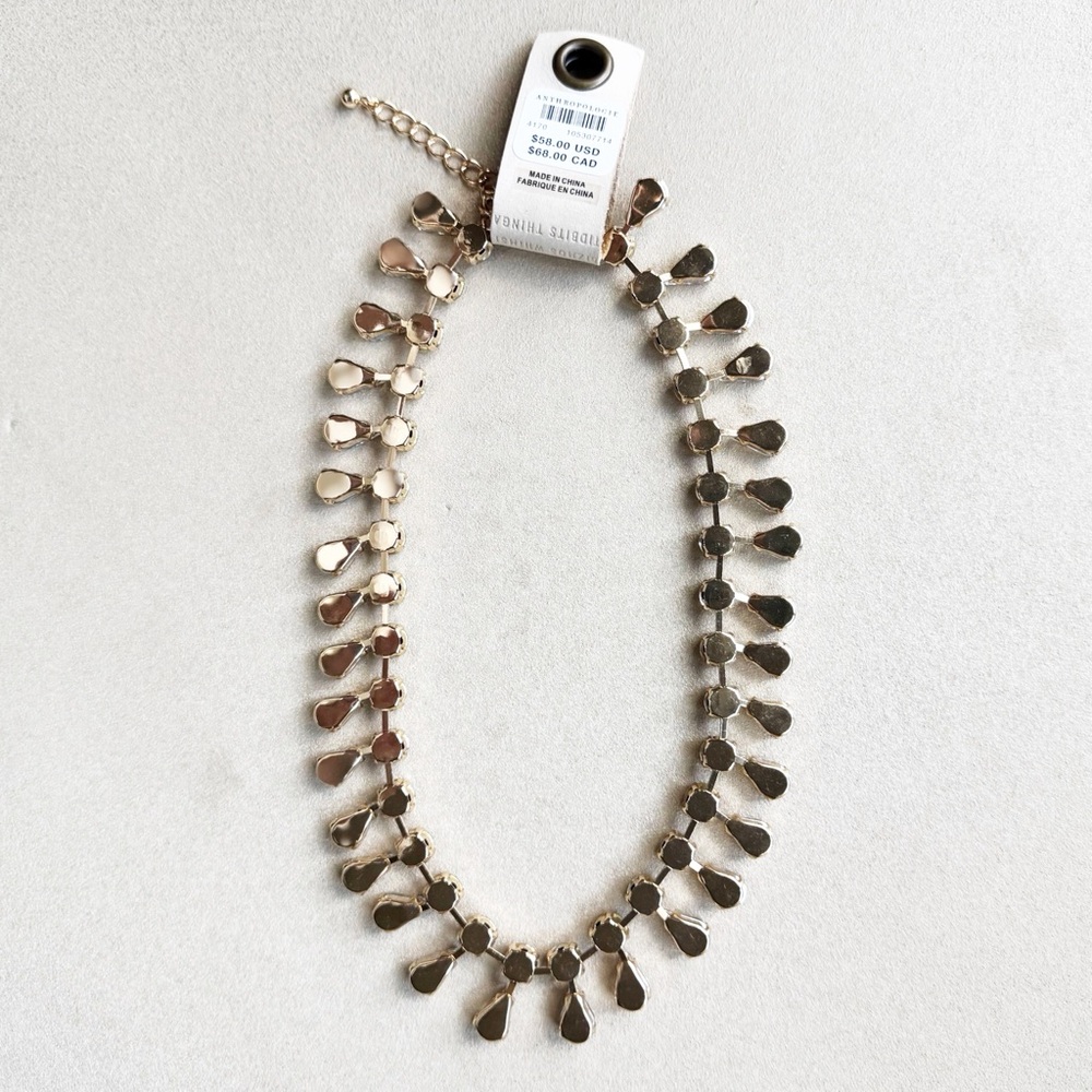 Anthropologie Clear Rhinestone Teardrop Necklace - Picture 5 of 16